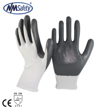 NMSAFETY polyester dipping nitrile industrial safety gloves